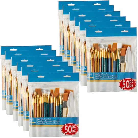 Michaels, 12 Packs: 50 ct. (600 total) Super Value Brush Set by Artist's Loft™ Necessities™ – Category: Multi-Purpose